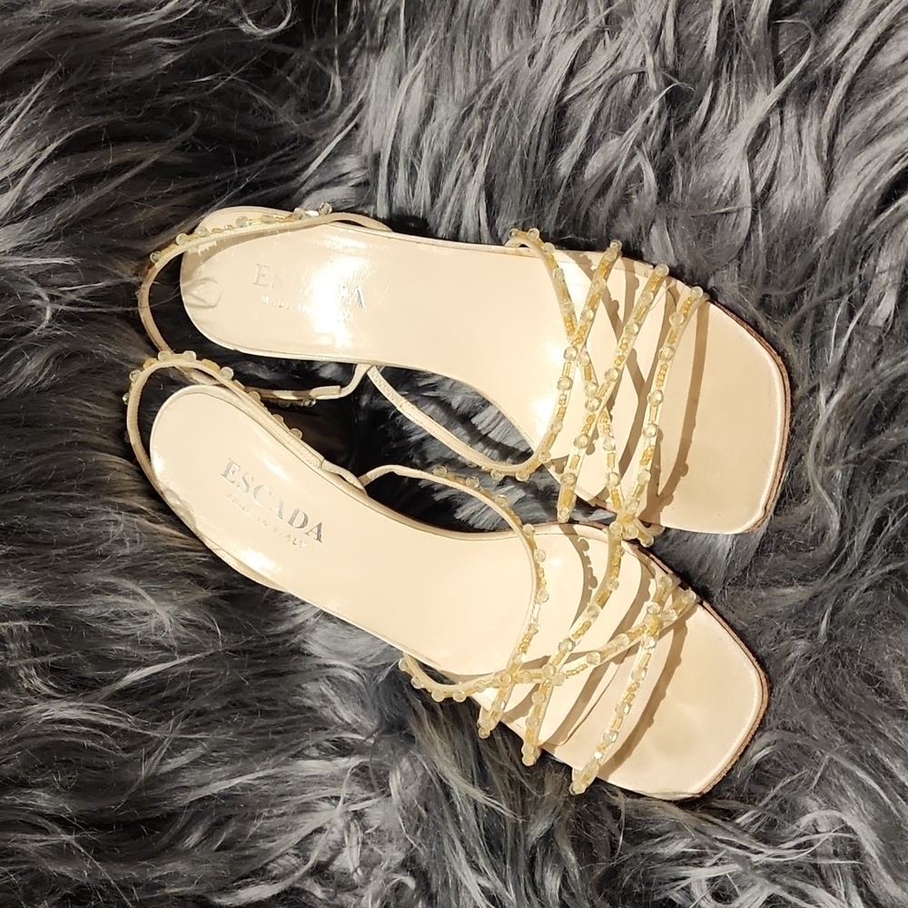 Escada Cream Strappy Heels